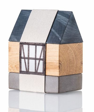 Modell des Hauses der Baukultur mit Grauwacke, Holz und Schiefer