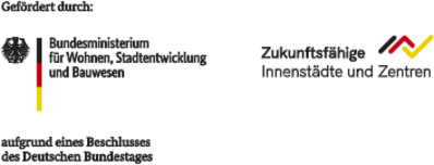 Logo des Das Bundesministerium für Wohnen, Stadtentwicklung und Bauwesen und der Förderumgebung Zukunftsfähige Innenstädte