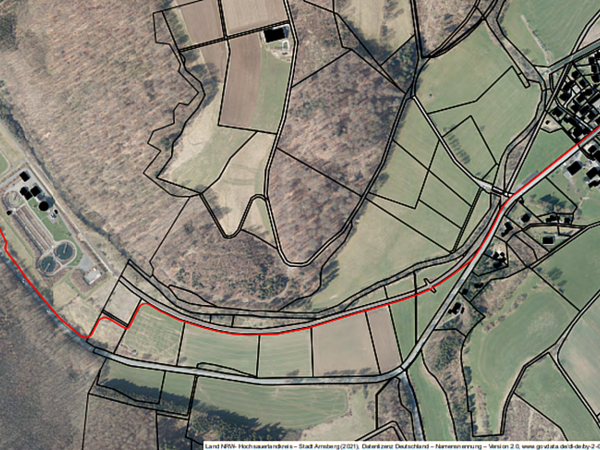 Radweglückenschluss zwischen Arnsberg-Müschede und Sundern-Reigern | © Land NRW, Hochsauerlandkreis & Stadt Arnsberg (Version 2.0 www.govdata.de/dl-de/by-2-Arn0) & Stadt Arnsberg