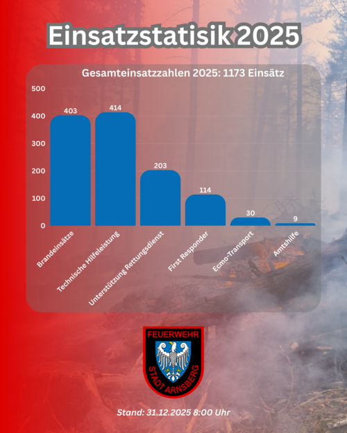 Einsatzzahlen Feuerwehr Arnsberg 2025 