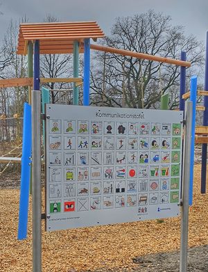 Foto der Kommunikationstafel zum Abbau von Barrieren