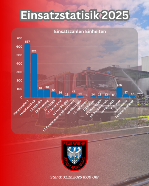 Einsatzzahlen Feuerwehr Arnsberg 2025 