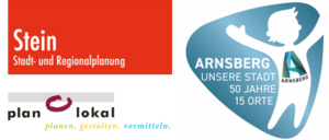 Logos von Stein Stadt- und Regionaplanung, plan-lokal und den 15 Arnsberger Dörfern