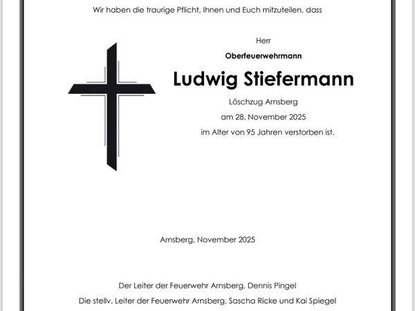 Traueranzeige Ludwig Stiefermann